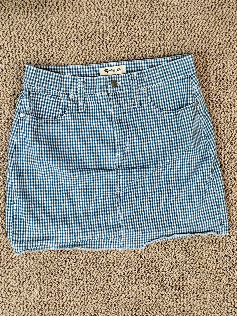 Madewell Blue Gingham Mini Skirt